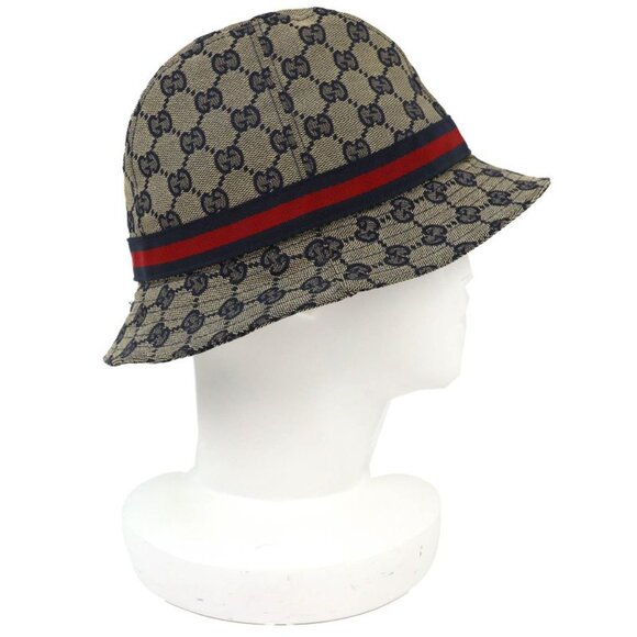 Gucci Cotton GG Canvas Bucket Hat Beige Navy Red main image 4